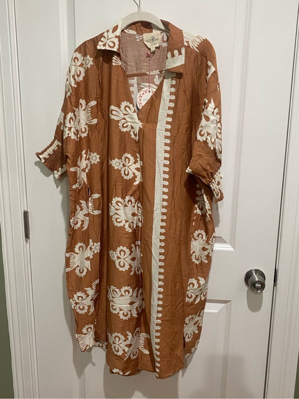 Umgee Rust & Cream Floral-Print oversized Dress Tunic